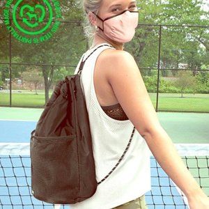 VICTORIA'S SECRET PINK_ Black Drawstring Backpack